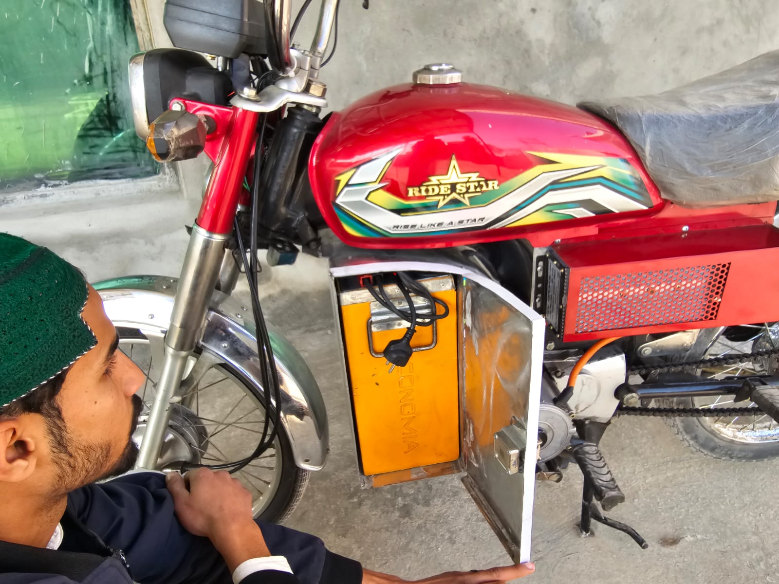 Retrofitted two-wheeler — full conversion complete